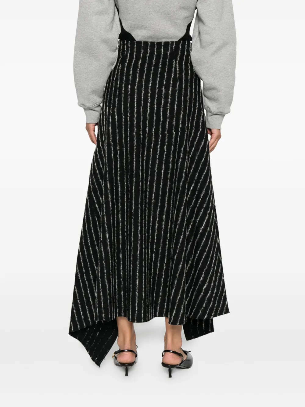 Mugler Asymmetrische rok met krijtstreep Zwart