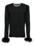 Mugler feather-cuff mesh top - Black
