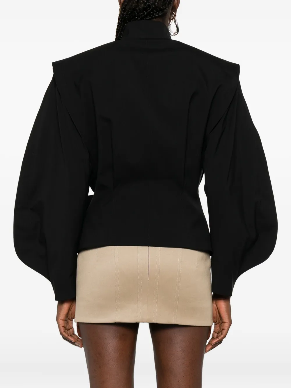 Mugler Jack met gespsluiting en hoge hals Zwart
