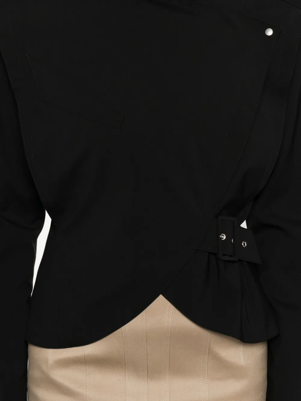 Mugler Jack met gespsluiting en hoge hals Zwart