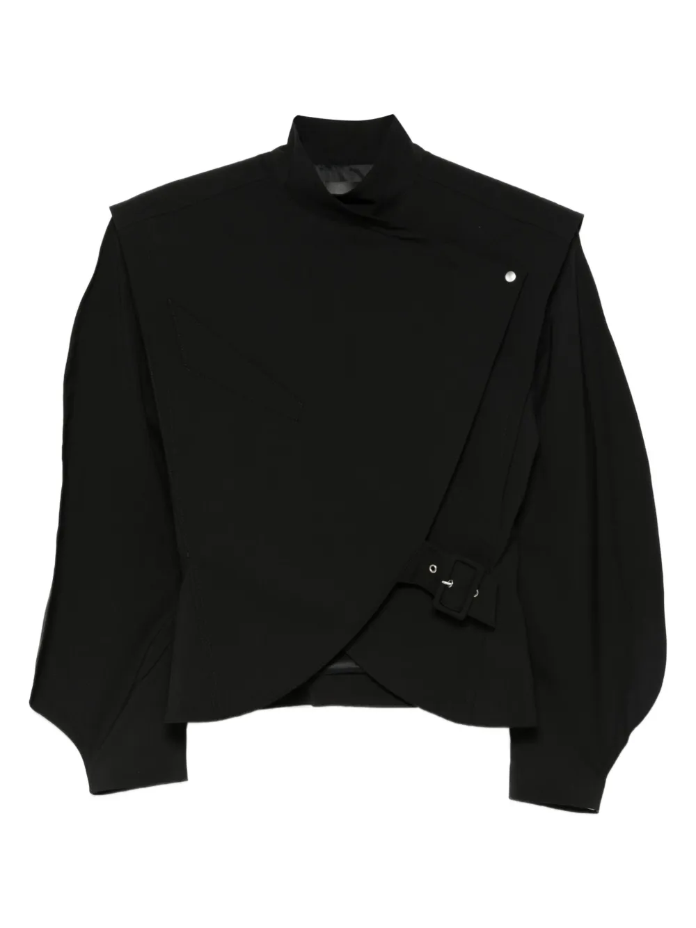 Mugler Jack met gespsluiting en hoge hals Zwart