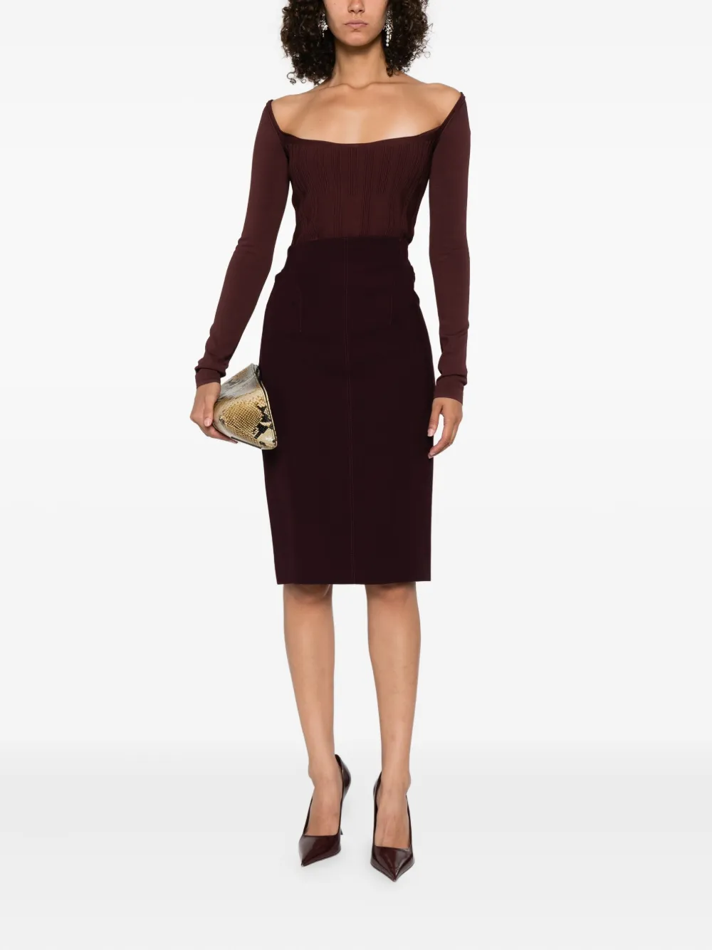 Mugler Kokerrok met gespdetail Rood