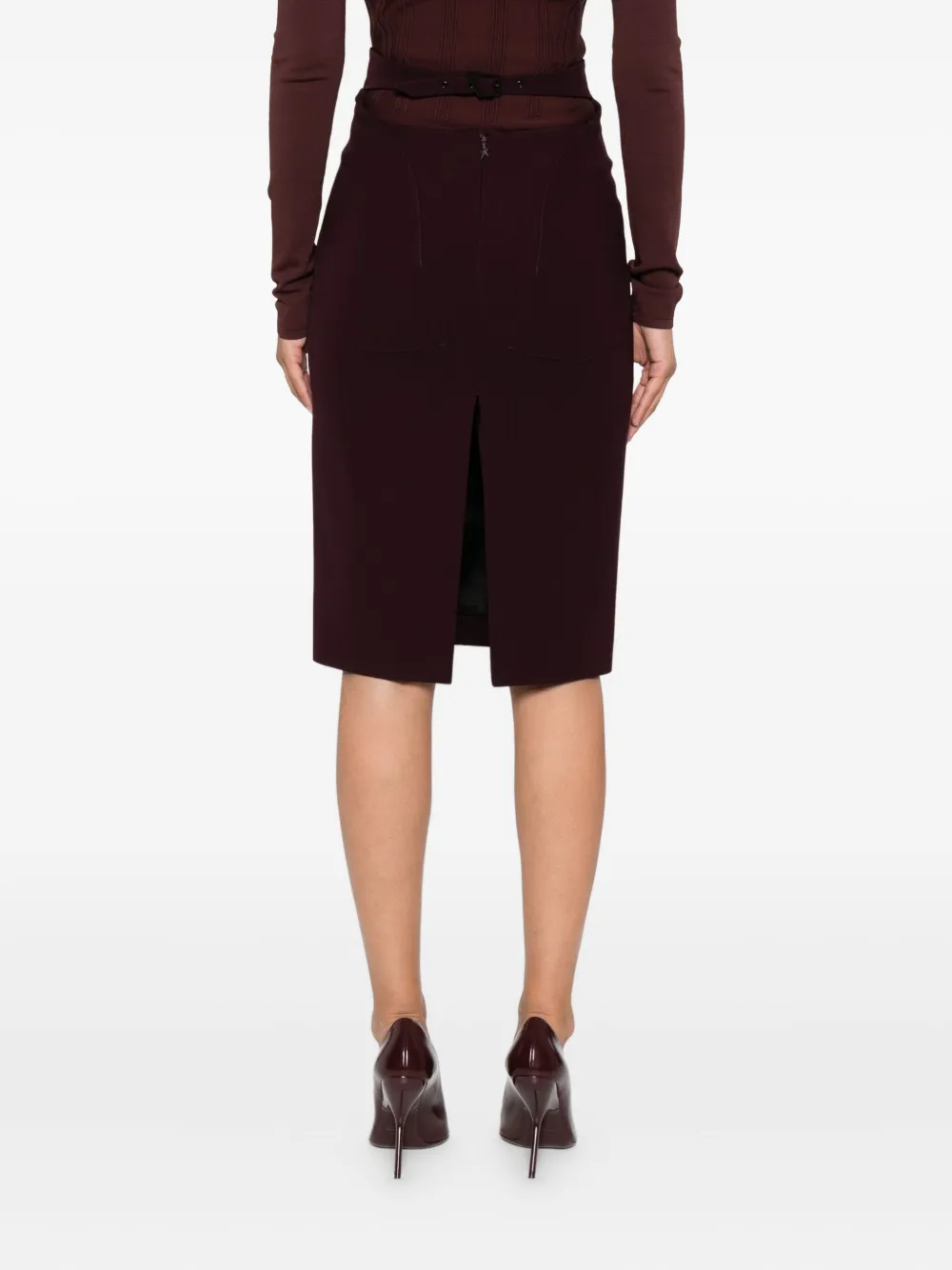 Mugler Kokerrok met gespdetail Rood