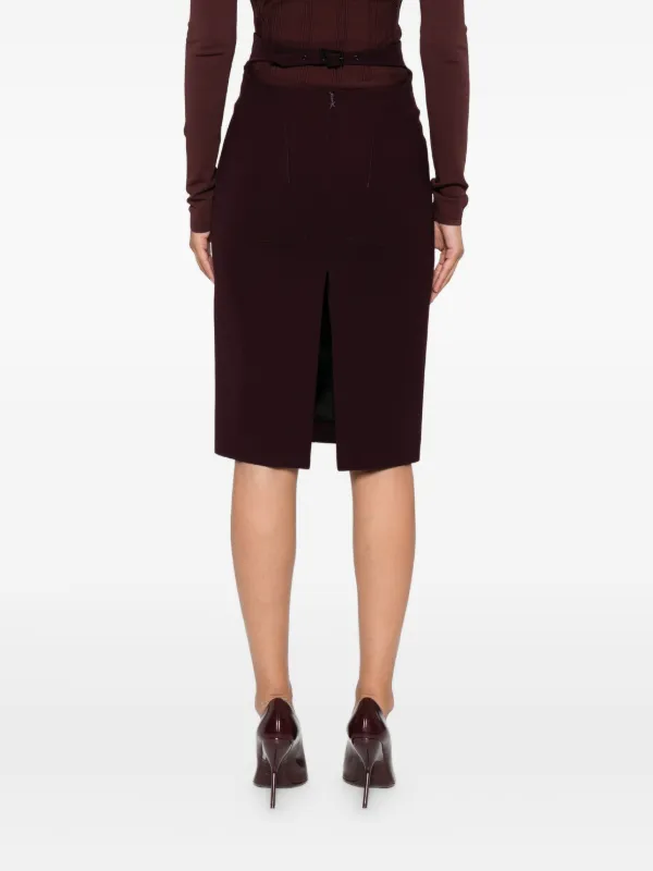 Mugler buckle-detailed Pencil Skirt Red FARFETCH IN
