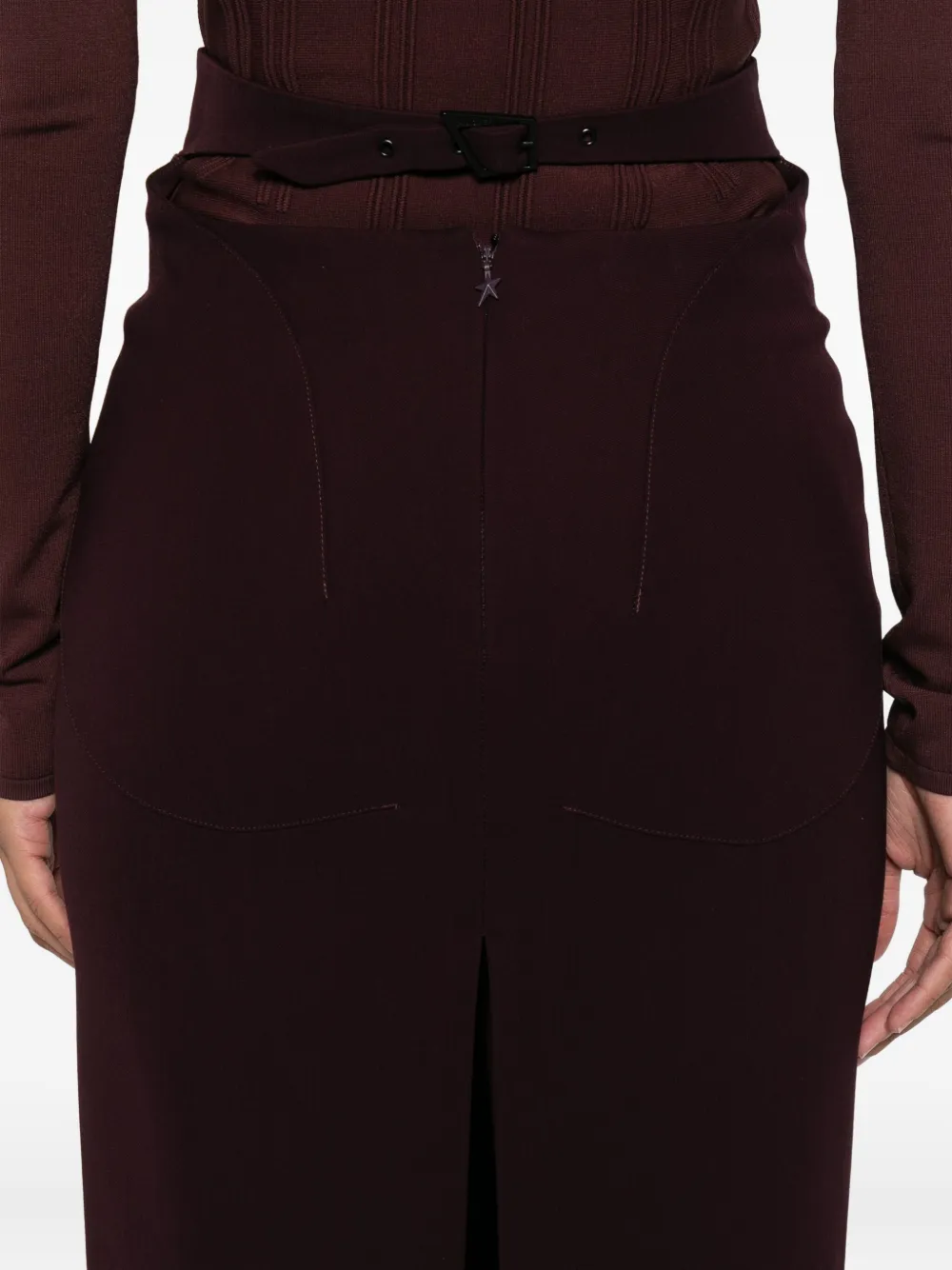 Mugler Kokerrok met gespdetail Rood