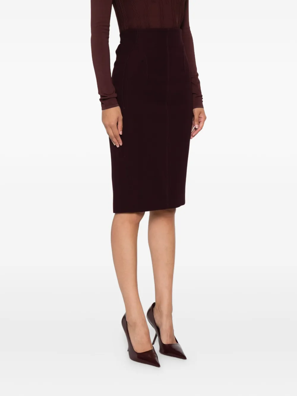 Mugler Kokerrok met gespdetail Rood