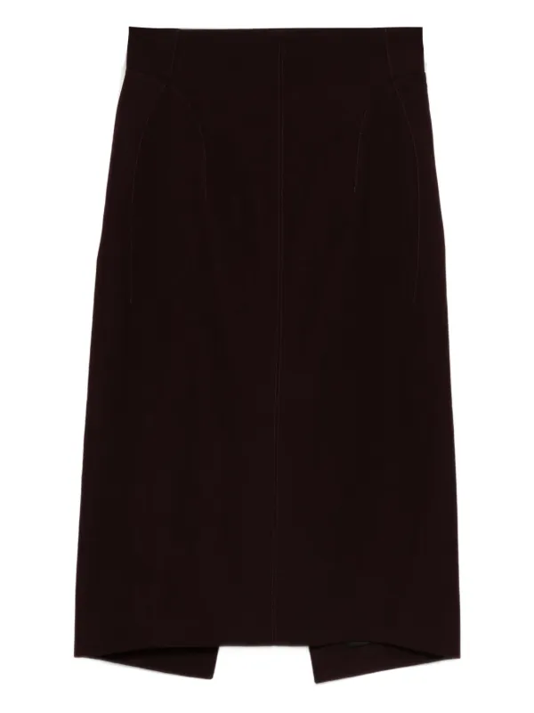 Mugler Buckle-detailed Pencil Skirt in Red