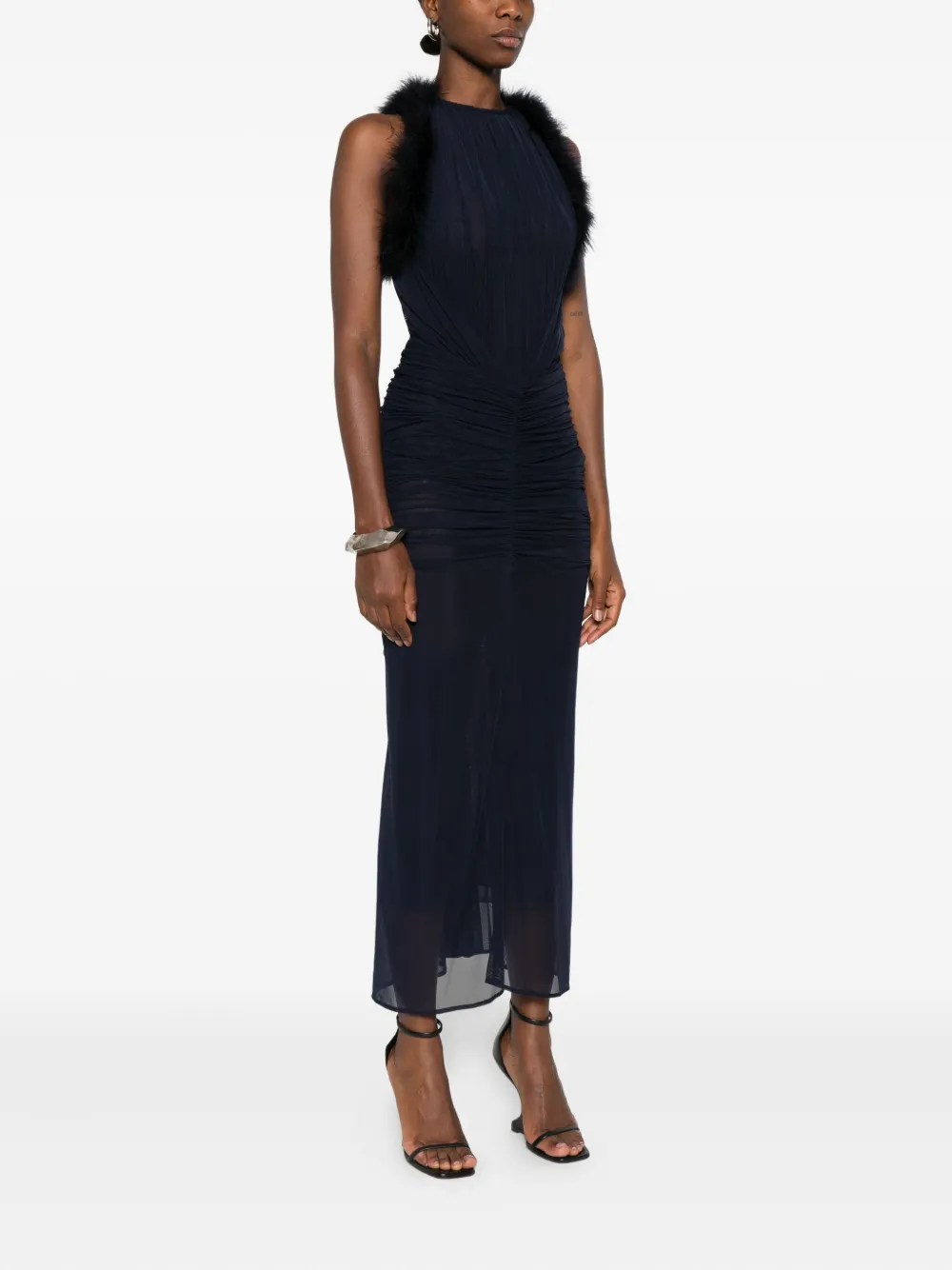 Mugler Jurk met ruches Blauw