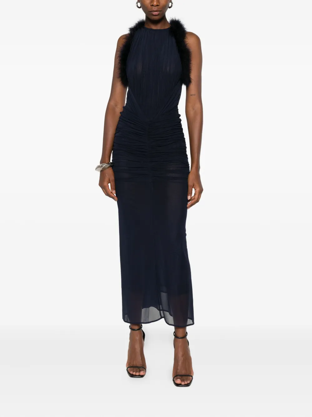 Mugler trimmed ruched dress - Blauw