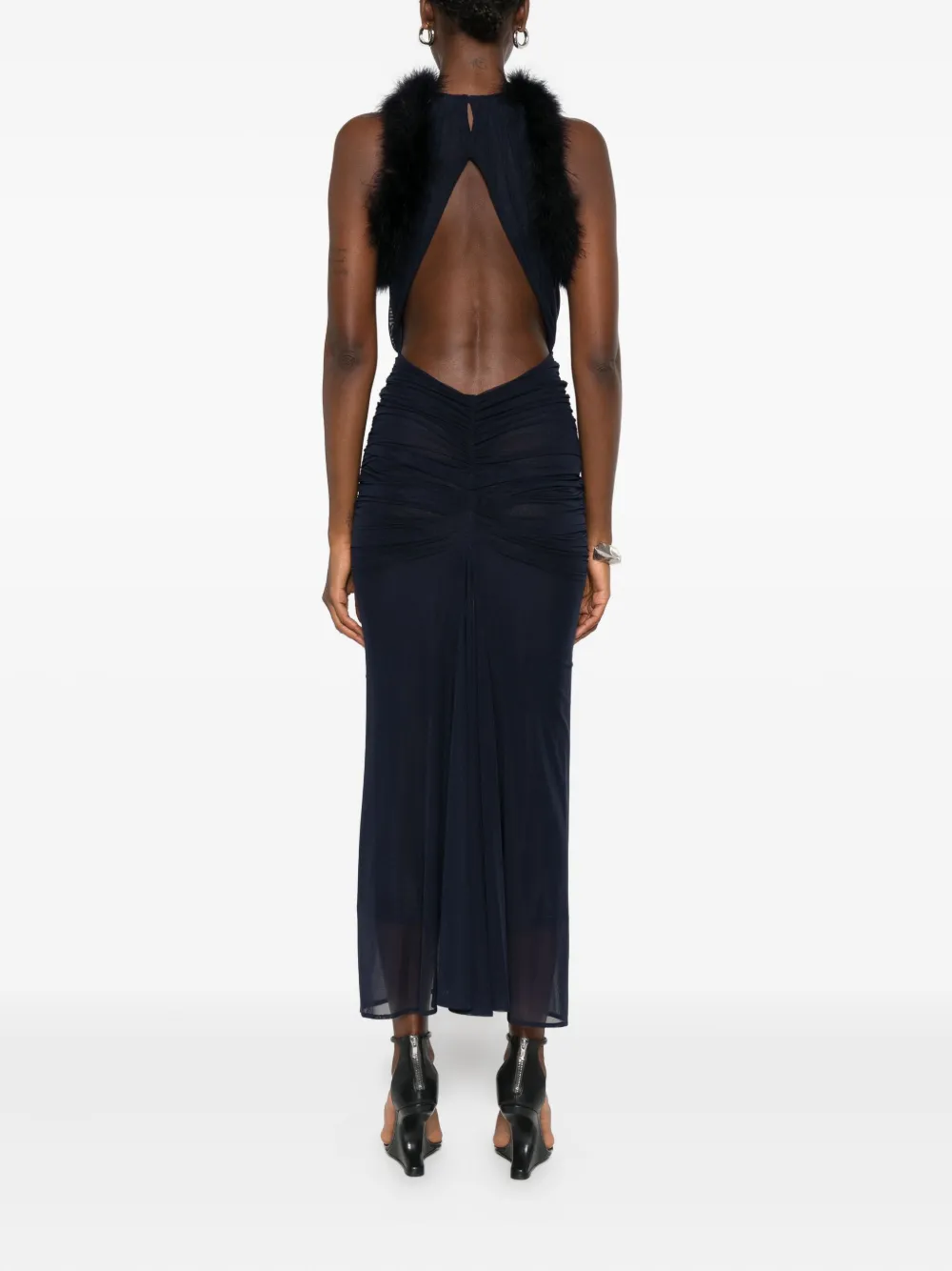 Mugler Jurk met ruches Blauw