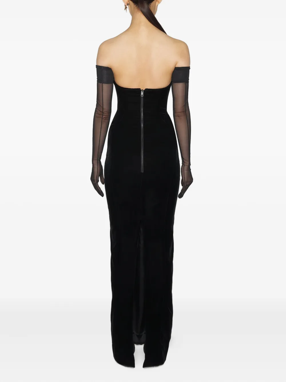 Mugler Off-shoulder maxi-jurk - Zwart