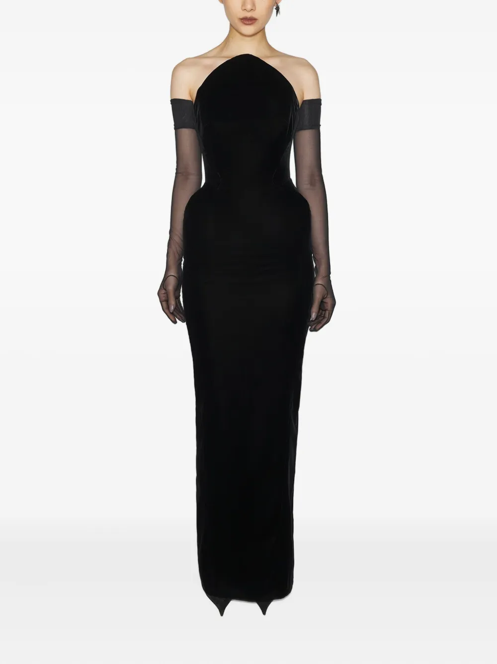 Mugler off-shoulder maxi dress | Black | Image 1