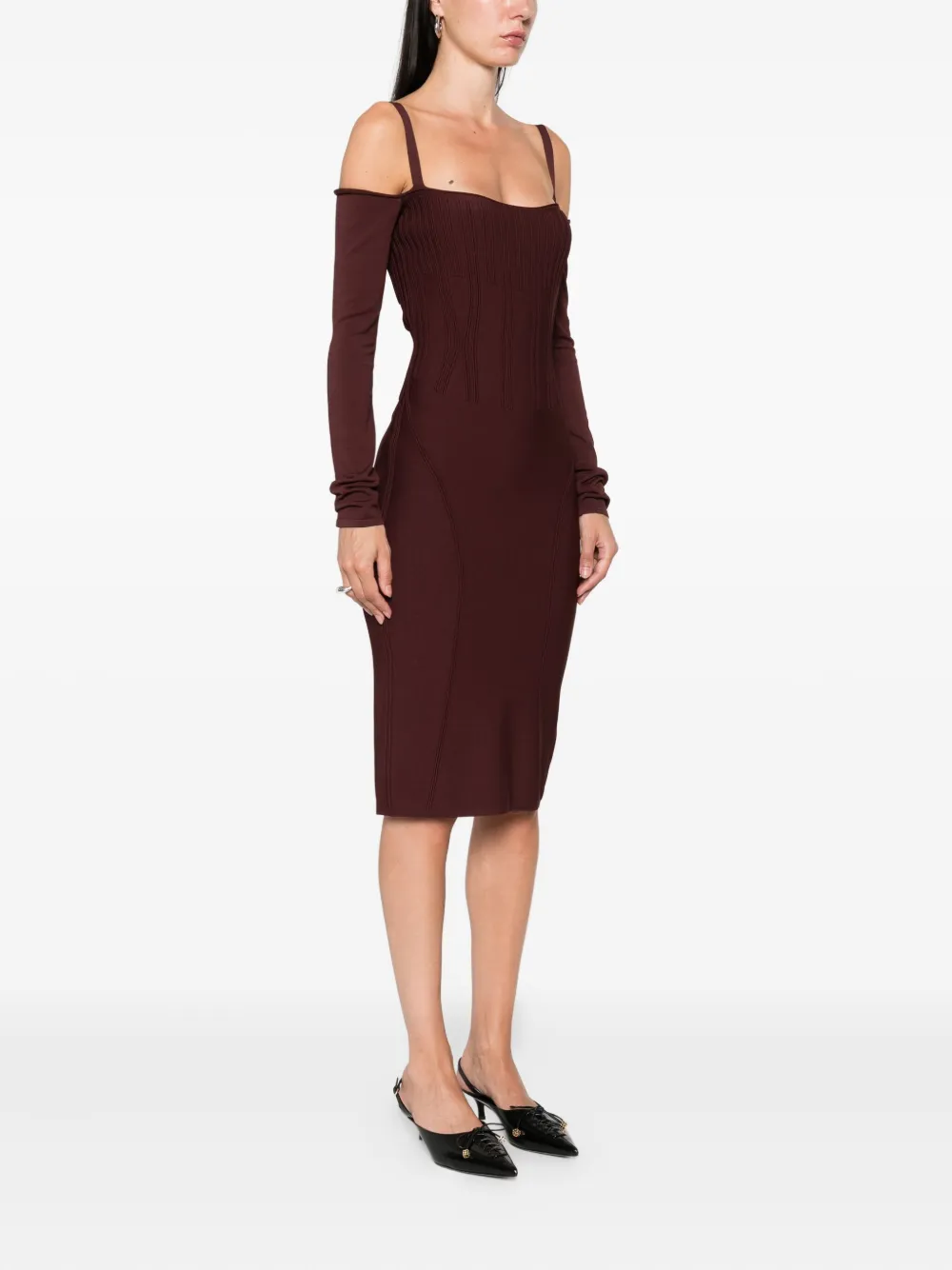 Mugler boning-detail dress Rood
