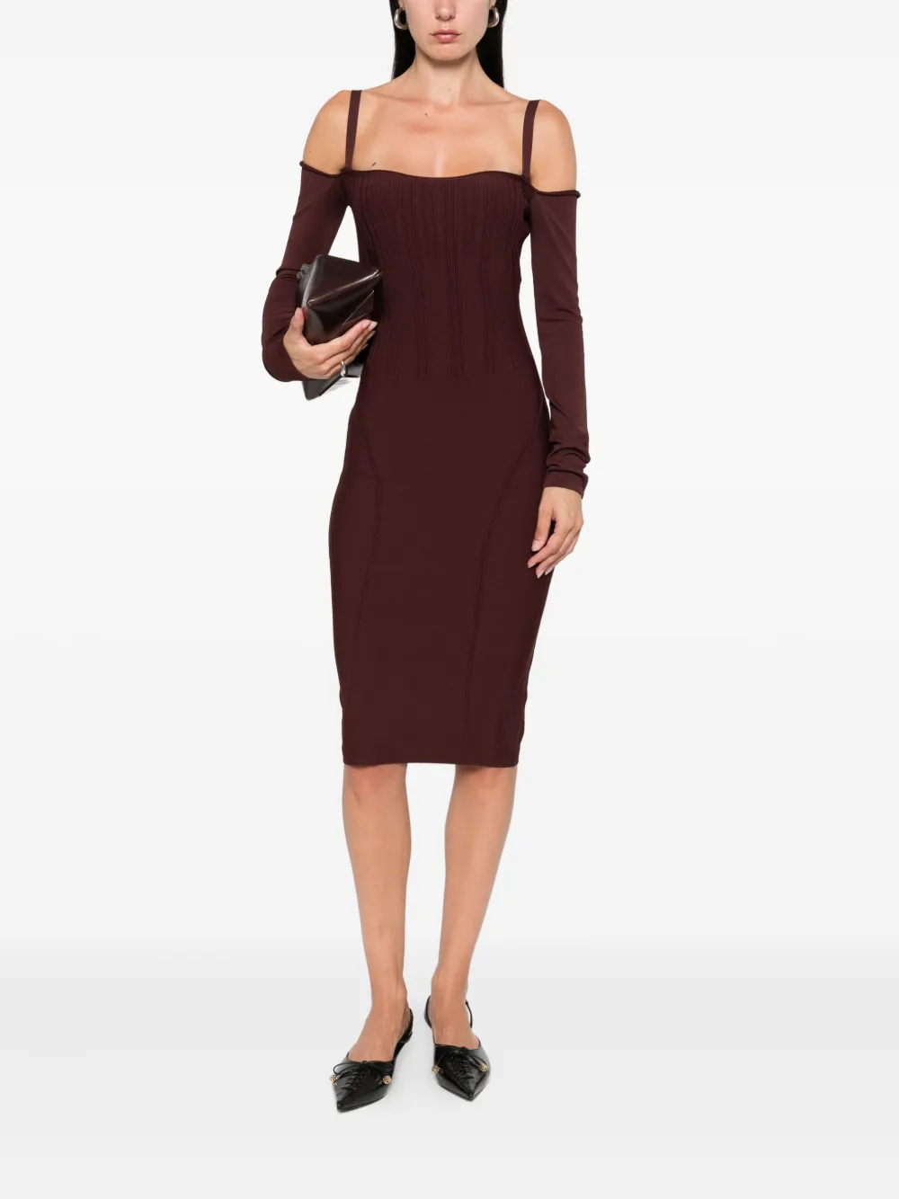Mugler boning-detail dress Rood