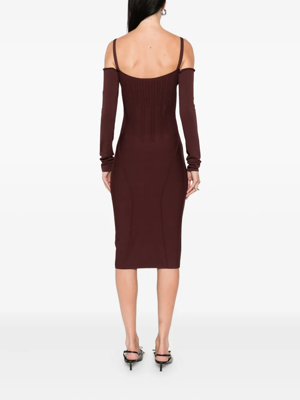 Mugler boning-detail dress Rood