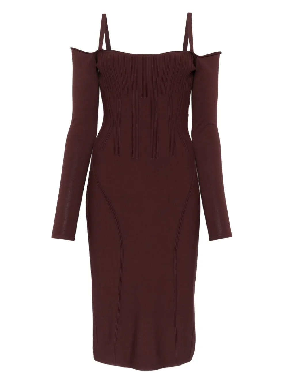 Mugler boning-detail dress - レッド Mugler boning-detail dress - レッド
