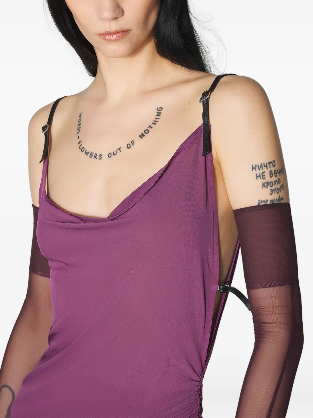 Mugler Midi-jurk met zijsplit Paars