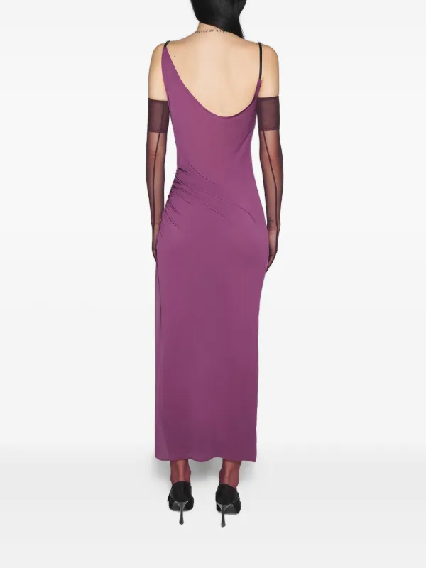 mugler purple dress Mugler Slice Long-sleeve Minidress