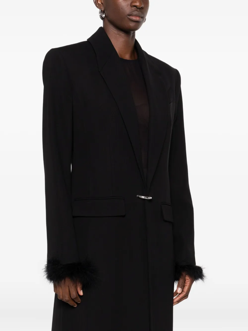 Mugler Single-breasted Ring-fastening Coat In Black