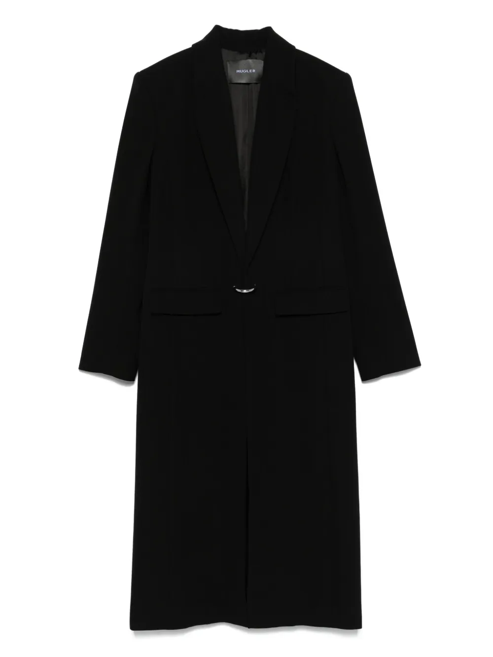 Mugler Single-breasted Ring-fastening Coat In Black