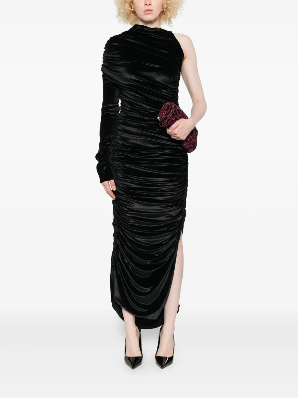 Mugler Gedrapeerde midi-jurk - Zwart
