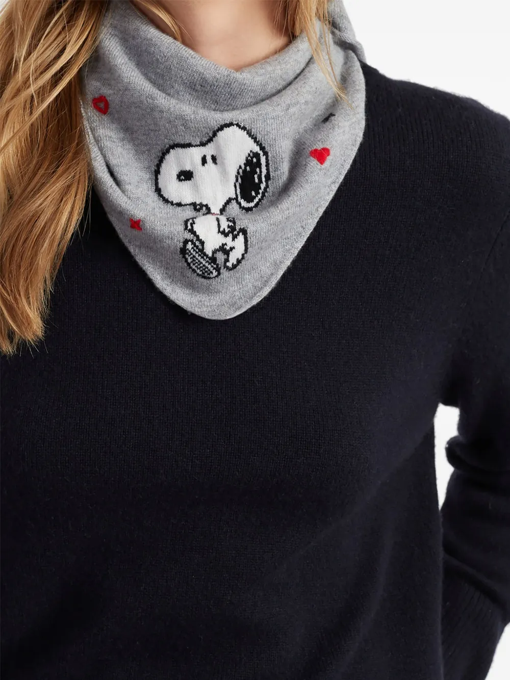 Chinti & Parker x Peanuts sjaal met hartdetail - Grijs