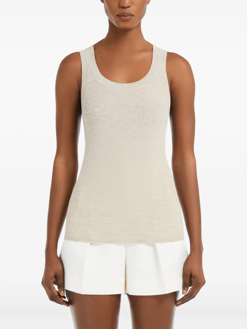 Max Mara Eliadi geribbelde top Beige