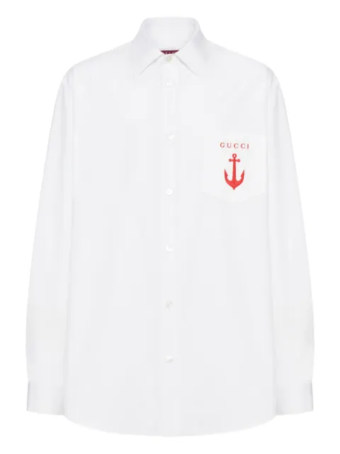 Gucci anchor-embroidered cotton shirt