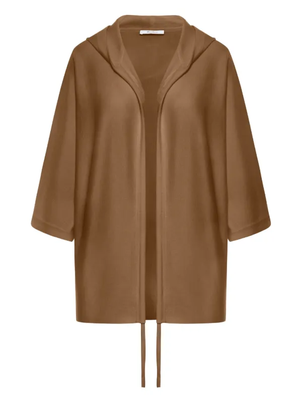 Max Mara Hooded Wool Cardi-coat in Brown