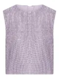 Self-Portrait crystal-chainmail sleeveless top - Purple