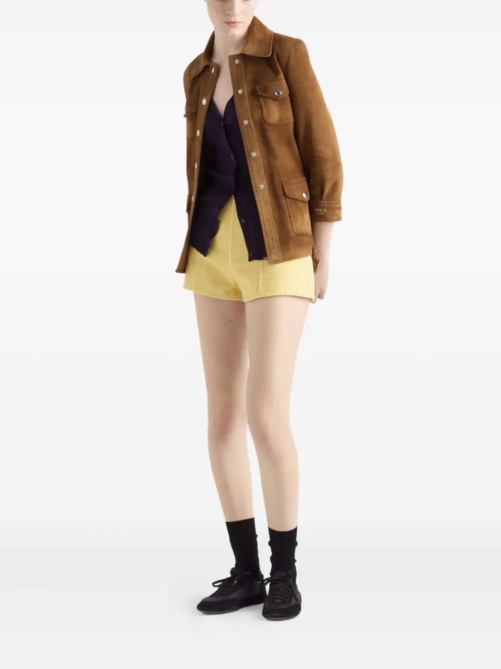 Prada Shorts met rits Geel
