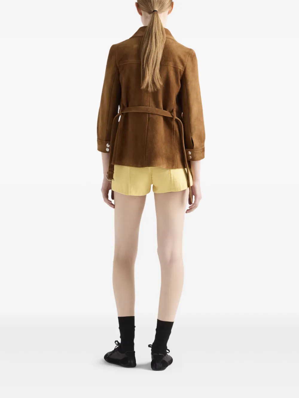 Prada Shorts met rits Geel