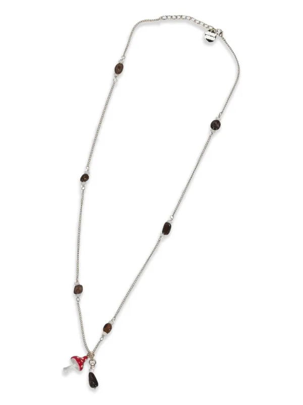 Miu Miu Mushroom-charm Beaded Necklace in Gold