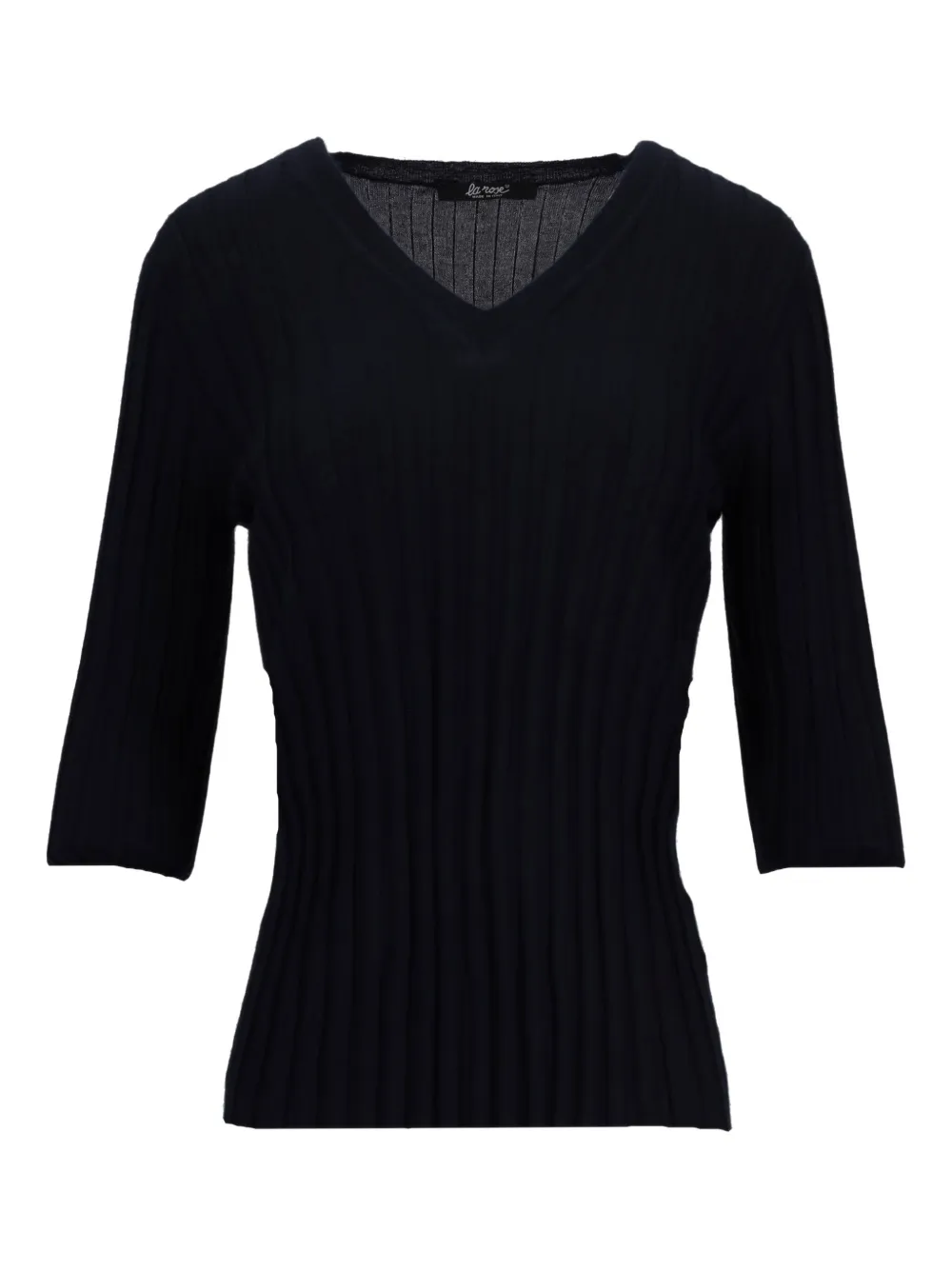 LA ROSE V-neck ribbed top | Blue | Image 1