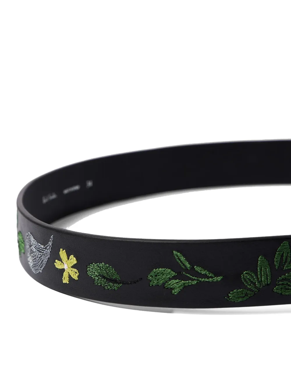 Paul Smith Leren riem met geborduurde bloemen - Zwart
