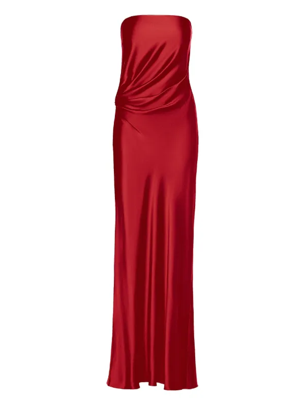 The Sei Vestido De Seda Midi Estilo Strapless Rojo FARFETCH CO
