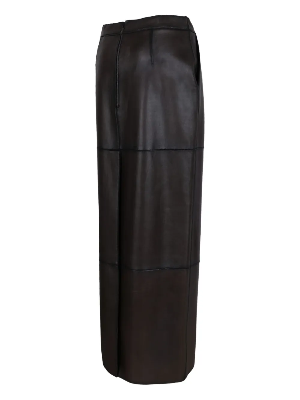 P.A.R.O.S.H. Straight rok met leren vlakken Bruin