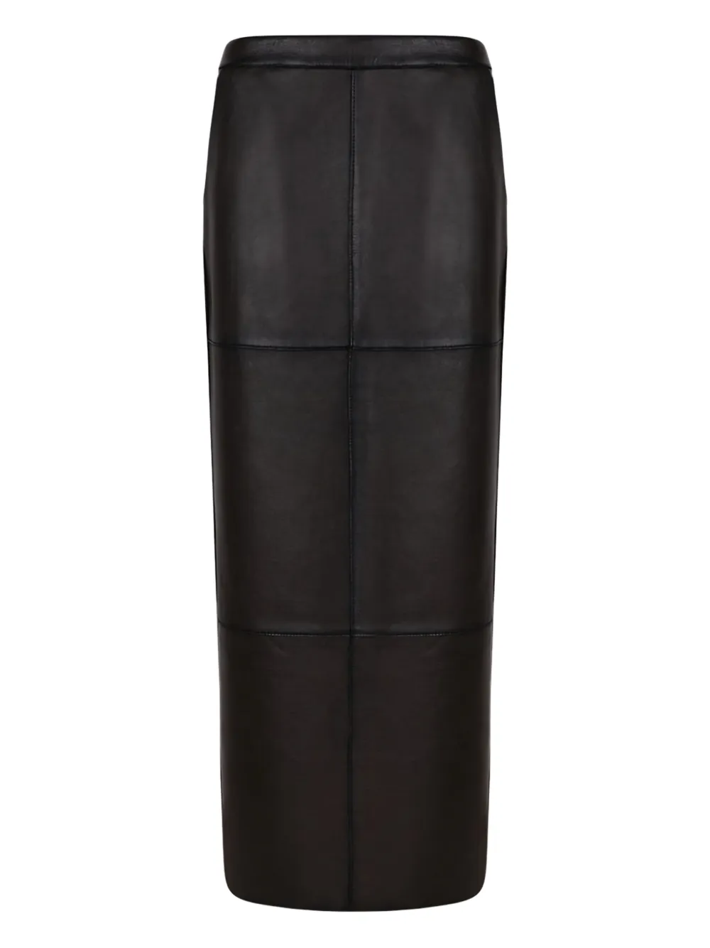 P.a.r.o.s.h Leather Panelled Straight Skirt In Black