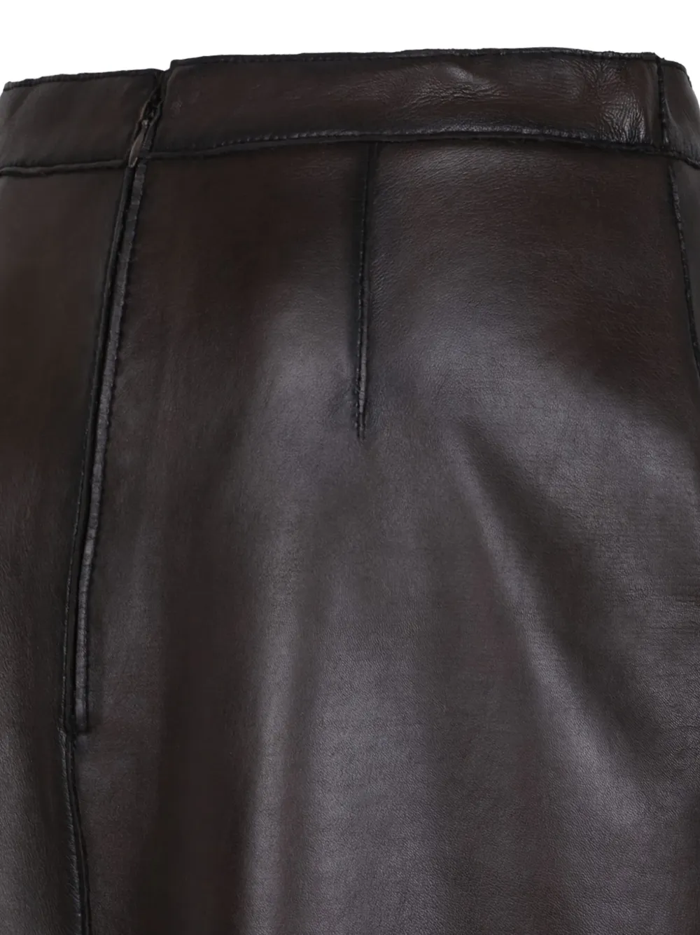 P.A.R.O.S.H. Straight rok met leren vlakken Bruin