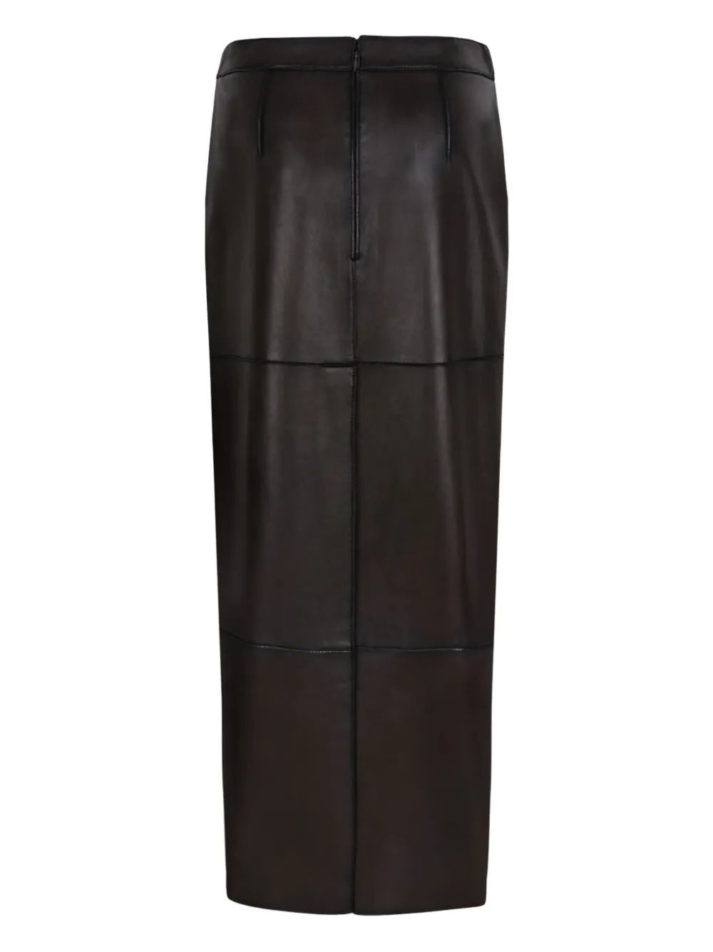 P.A.R.O.S.H. Straight rok met leren vlakken - Bruin