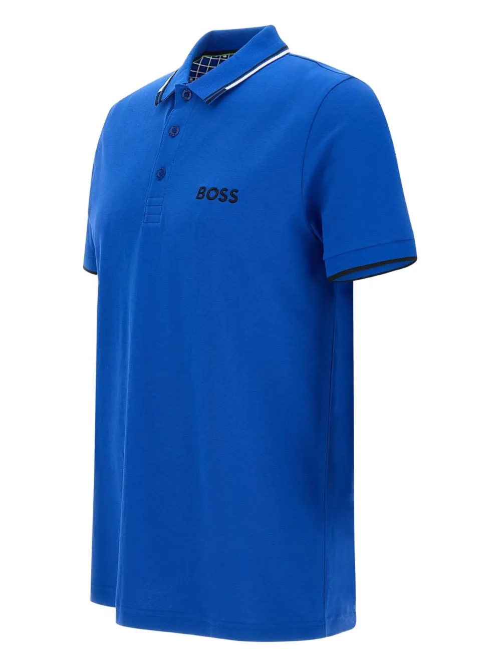 BOSS logo-embroidered piping polo shirt Blauw