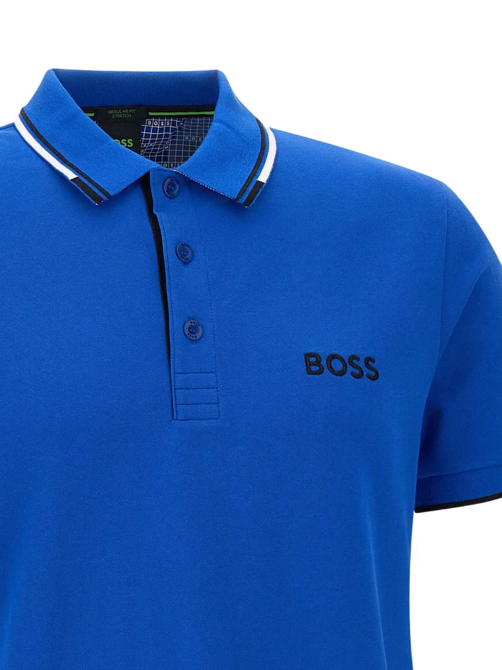 BOSS logo-embroidered piping polo shirt Blauw