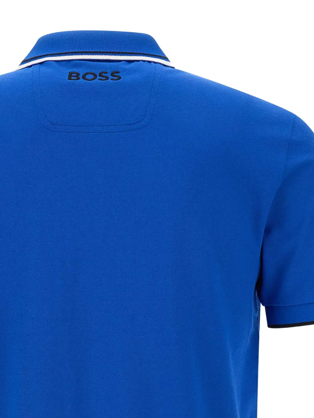 BOSS logo-embroidered piping polo shirt Blauw