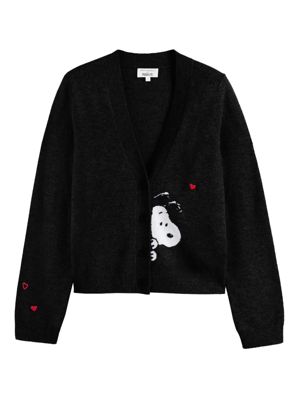 Chinti & Parker X Peanuts Snoopy-motif Cardigan In Black