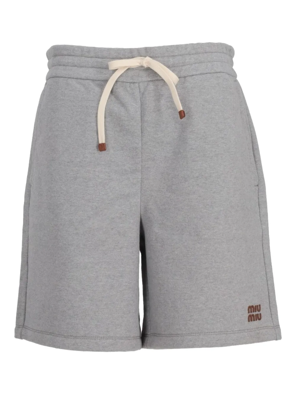 Miu Fleece shorts met geborduurd logo Grijs