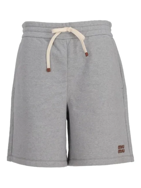 Miu Miu logo-embroidered fleece shorts