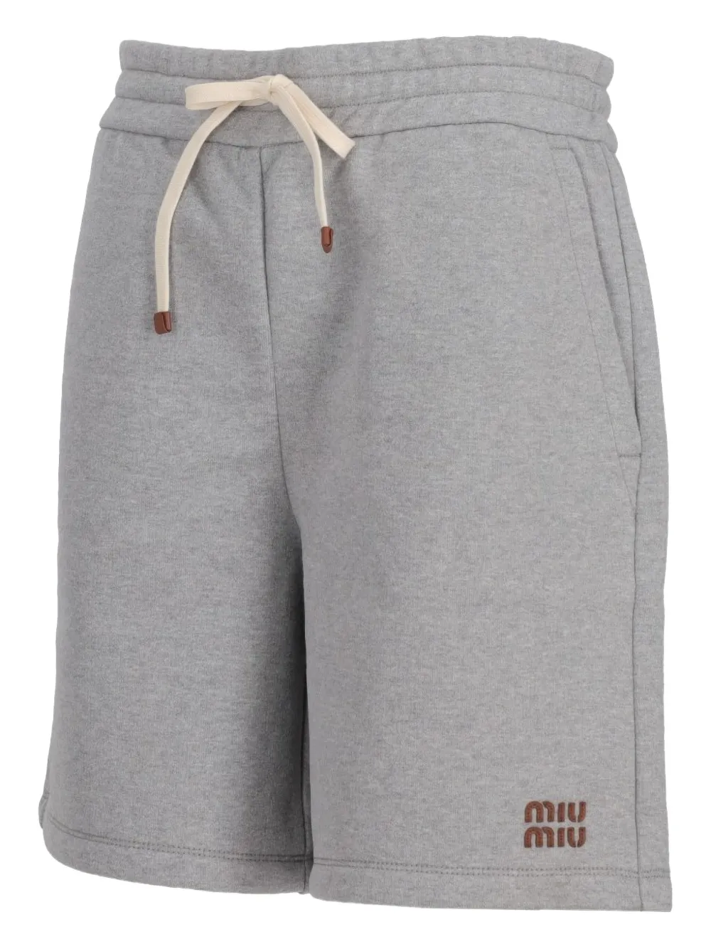 Miu Fleece shorts met geborduurd logo Grijs
