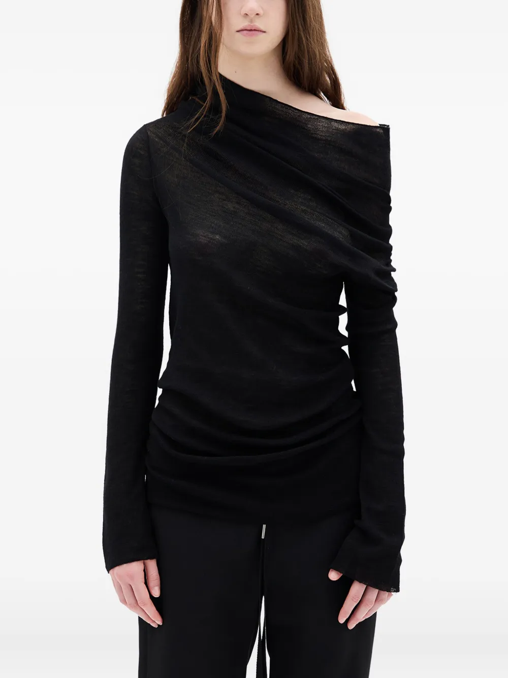 Ann Demeulemeester Top Tizziana a maniche lunghe con spalle basse - Nero