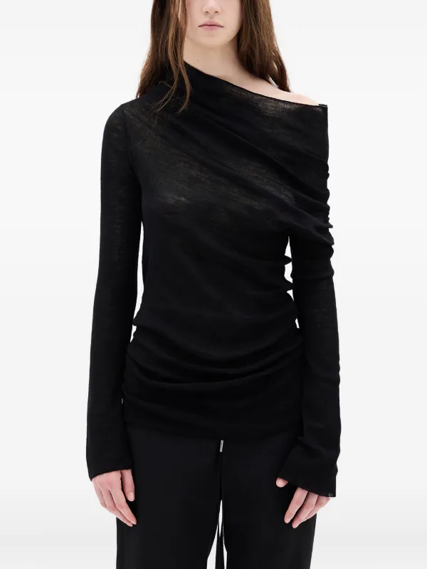 Ann Demeulemeester Tizziana Drop-shoulder Long-sleeve Top in Black