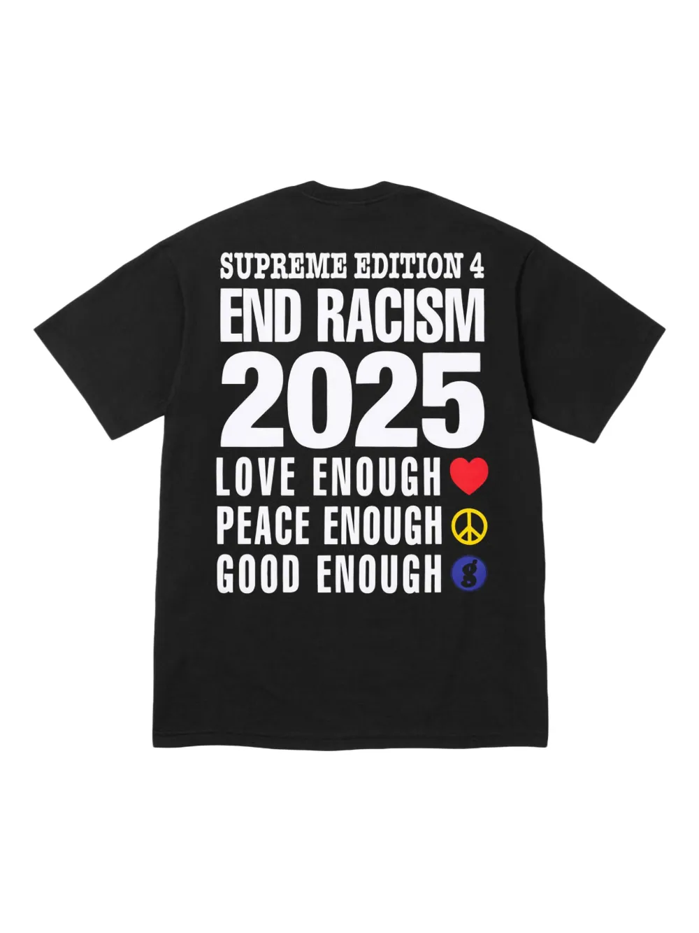 Supreme x GOODENOUGH End Racism T-shirt Zwart